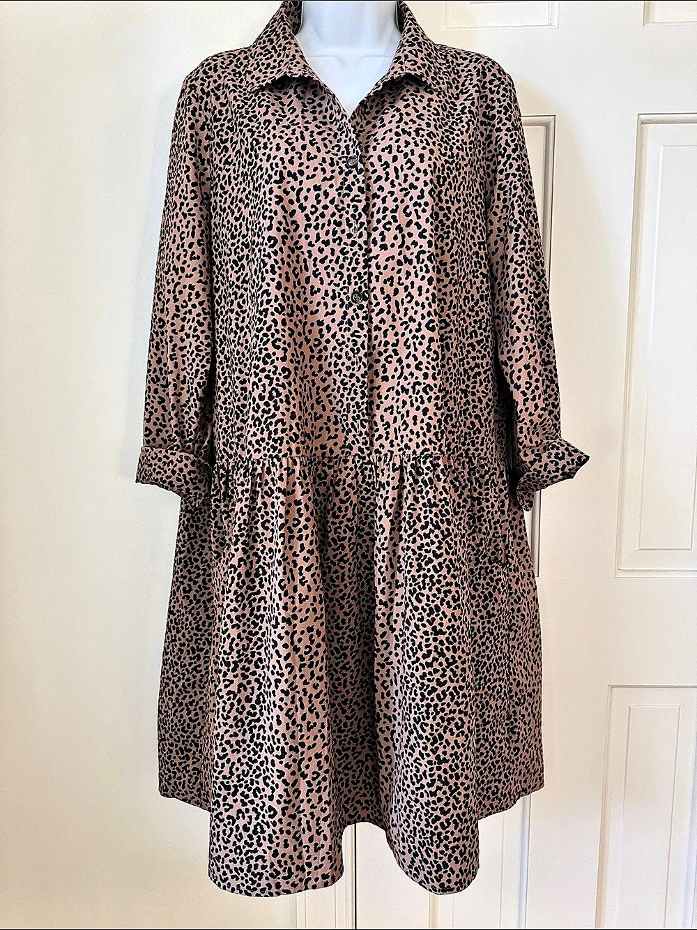 Tuckernuck Royal Shirt Dress Leopard Print Mini Dress XL